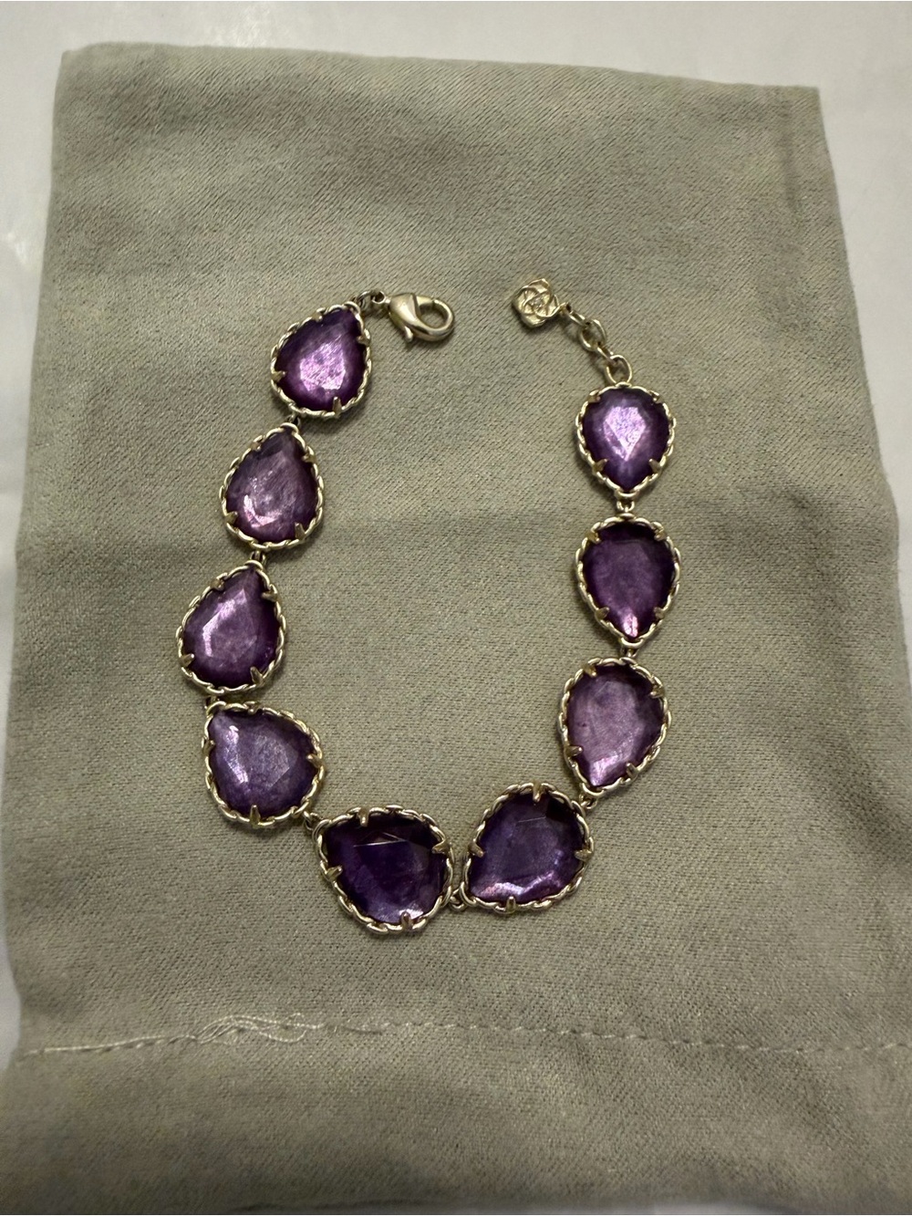 Kendra Scott Purple Teardrop Stone Bracelet in Gold-Tone
